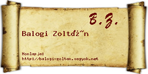Balogi Zoltán névjegykártya