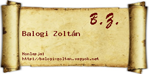 Balogi Zoltán névjegykártya